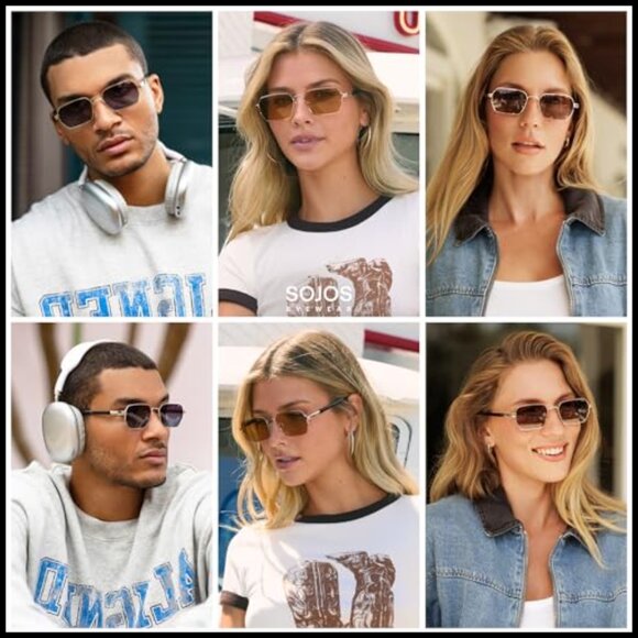 Retro Rectangle Polarized Sunglasses with Metal Frame UV400 Protection main image 7